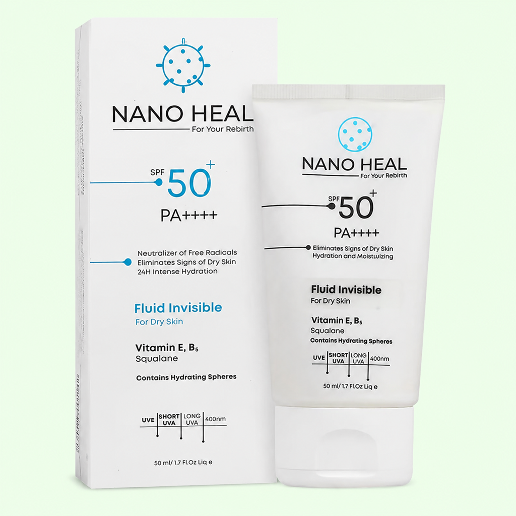 فلوئید ضد آفتاب نانوهیل مدل هیدرا سان SPF50+ مخصوص پوست خشک حجم ۵۰ میلی‌لیتر