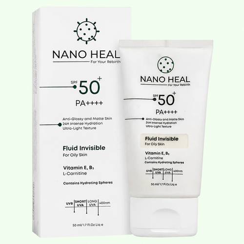فلوئید ضد آفتاب کنترلکننده چربی نانوهیل SPF50+ مناسب پوست چرب و مختلط حجم ۵۰ میلیلیتر