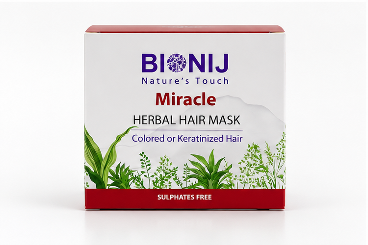 ماسک موی گیاهی بیونیژ مدل میراکل مخصوص موهای رنگشده و کراتینه حجم ۴۵۰ میلیلیتر، کاسهای